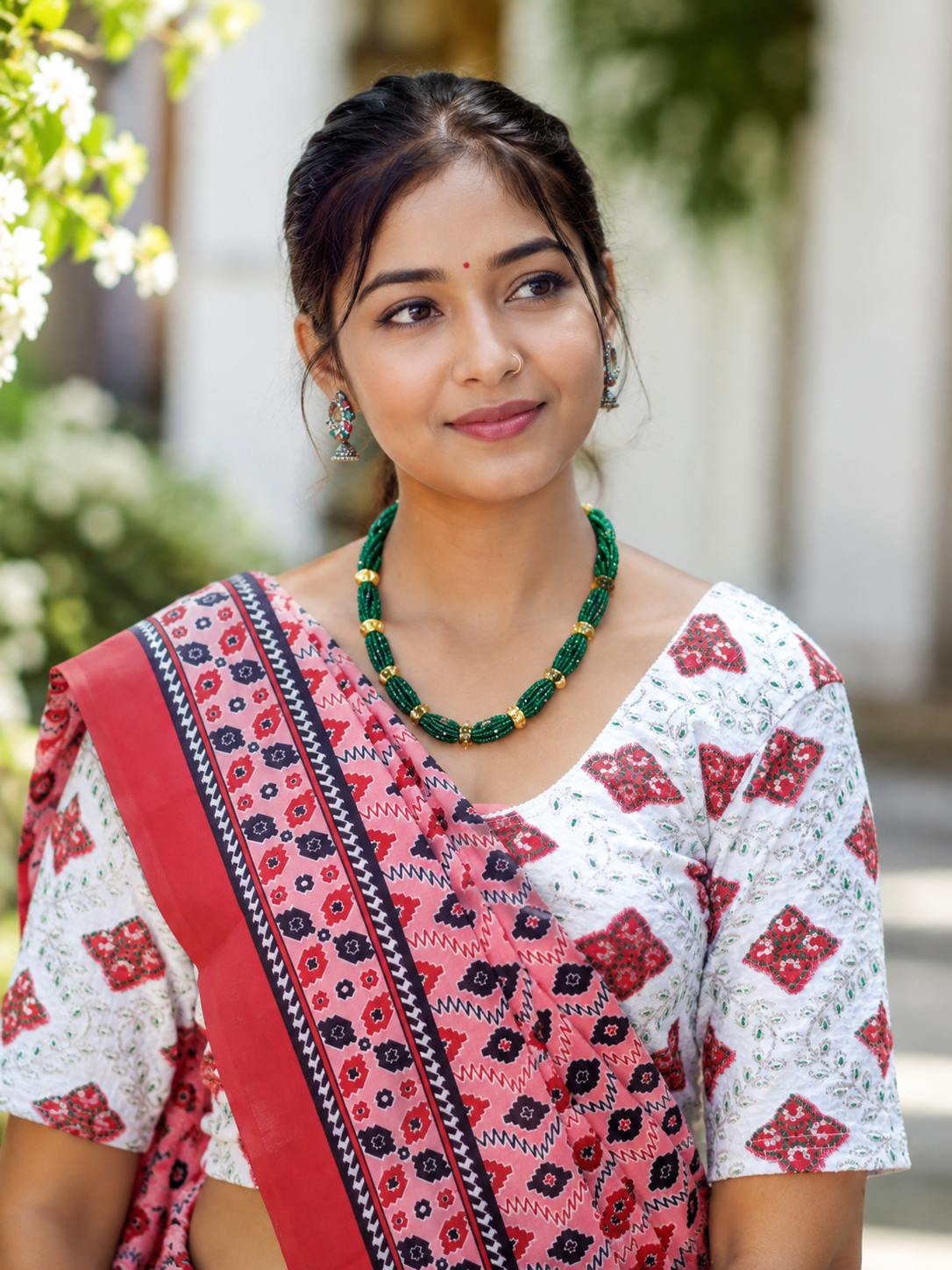 Premium Nepali Naugedi Necklace | Green Hydro Premium Beads with Gold Plated Traditional Design