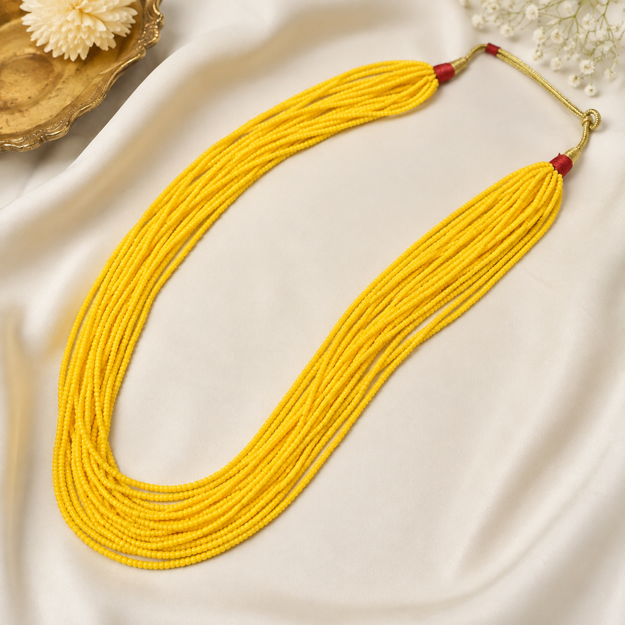 Nepali Yellow Pote 12 Dori Beaded Necklace for Women | Traditional Ethnic Jewellery