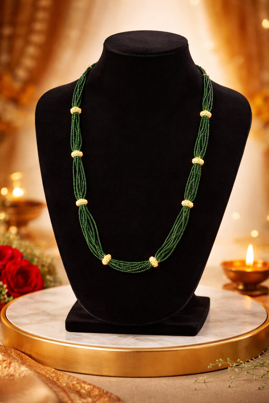 Long Traditional Nepali Hydro Naugedi Beaded Necklace for Women