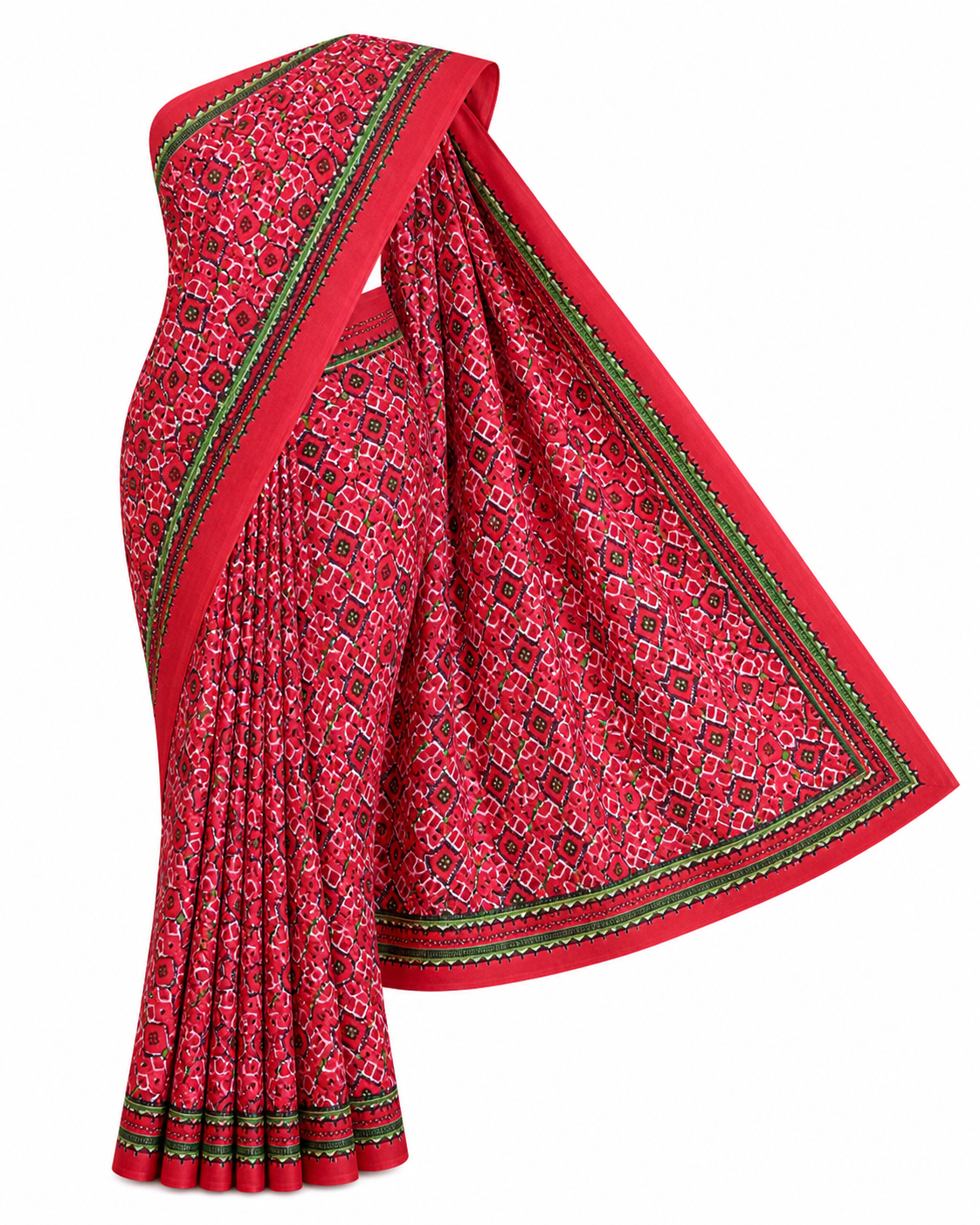 Traditional Nepali Dhaka Saree for Women | Ethnic Poly Blend Saree with Designer Border | Festive Wear