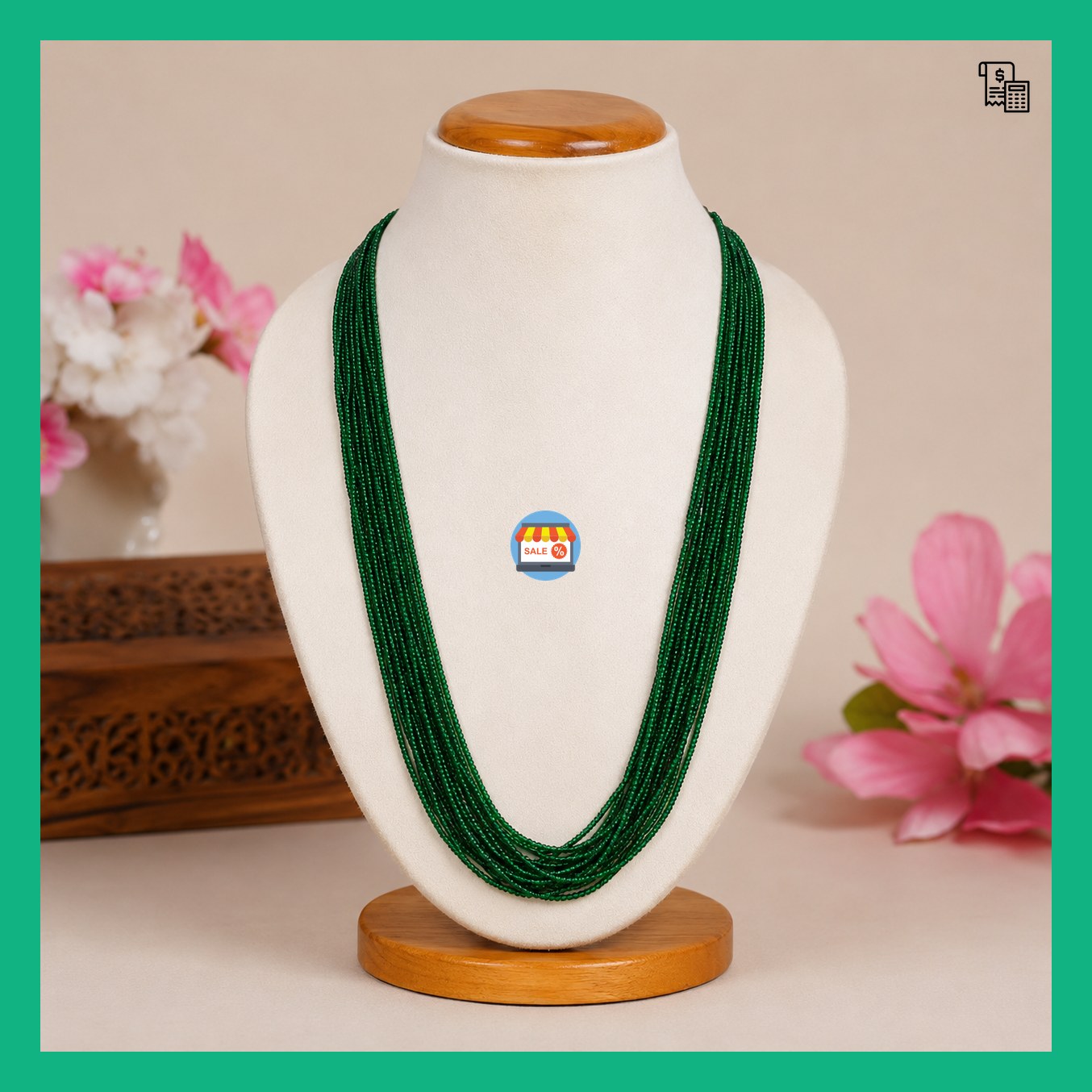 Nepali Pote Mangalsutra 18 Line Green Hydro Beads Necklace | Traditional Nepali Pote Mala for Women | Ethnic Jewellery