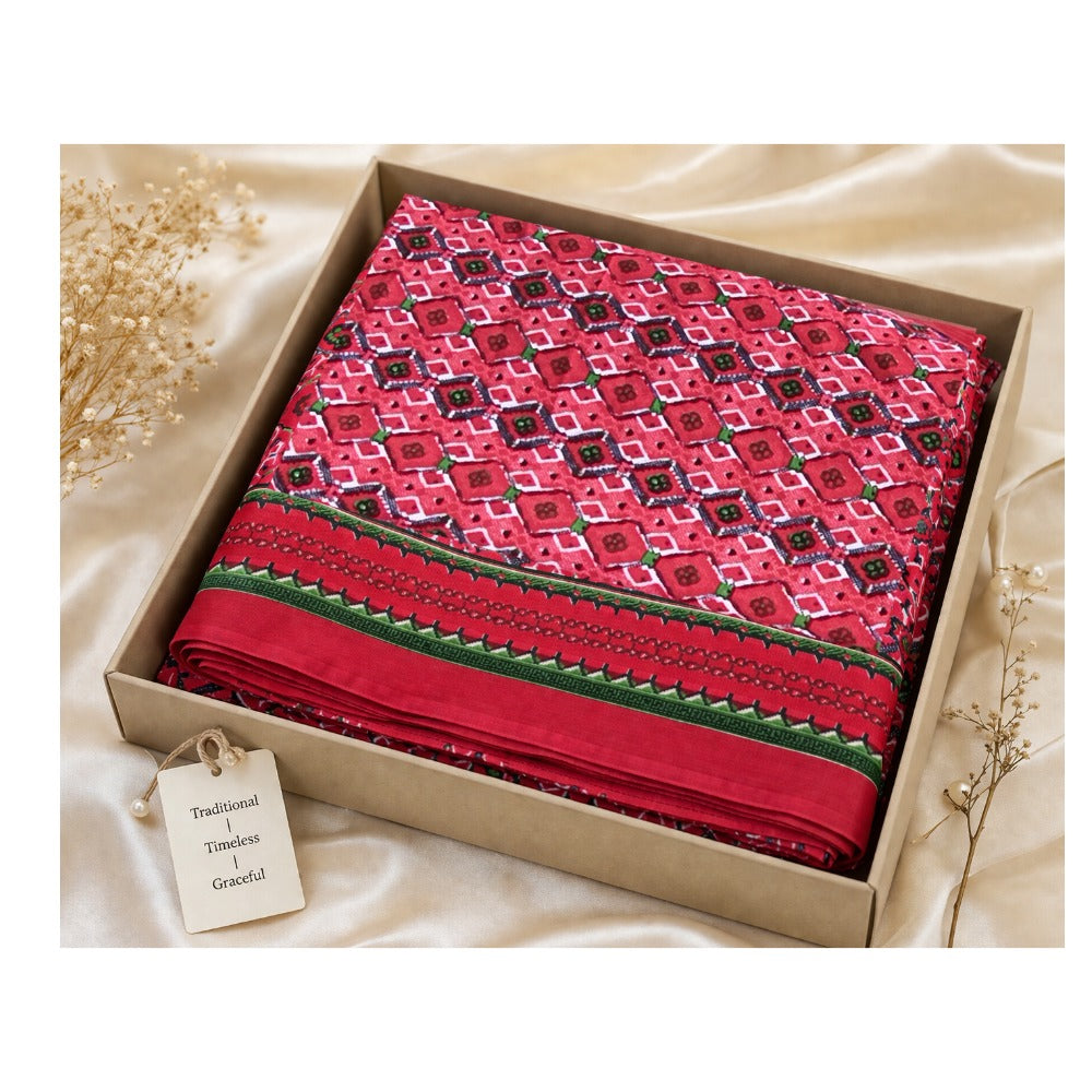Traditional Nepali Dhaka Saree for Women | Ethnic Poly Blend Saree with Designer Border | Festive Wear
